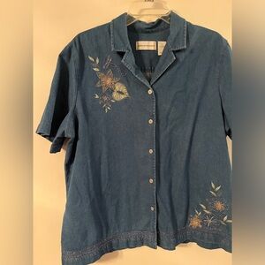ALFRED DUNNER-embroidered jeans shirt-size 18